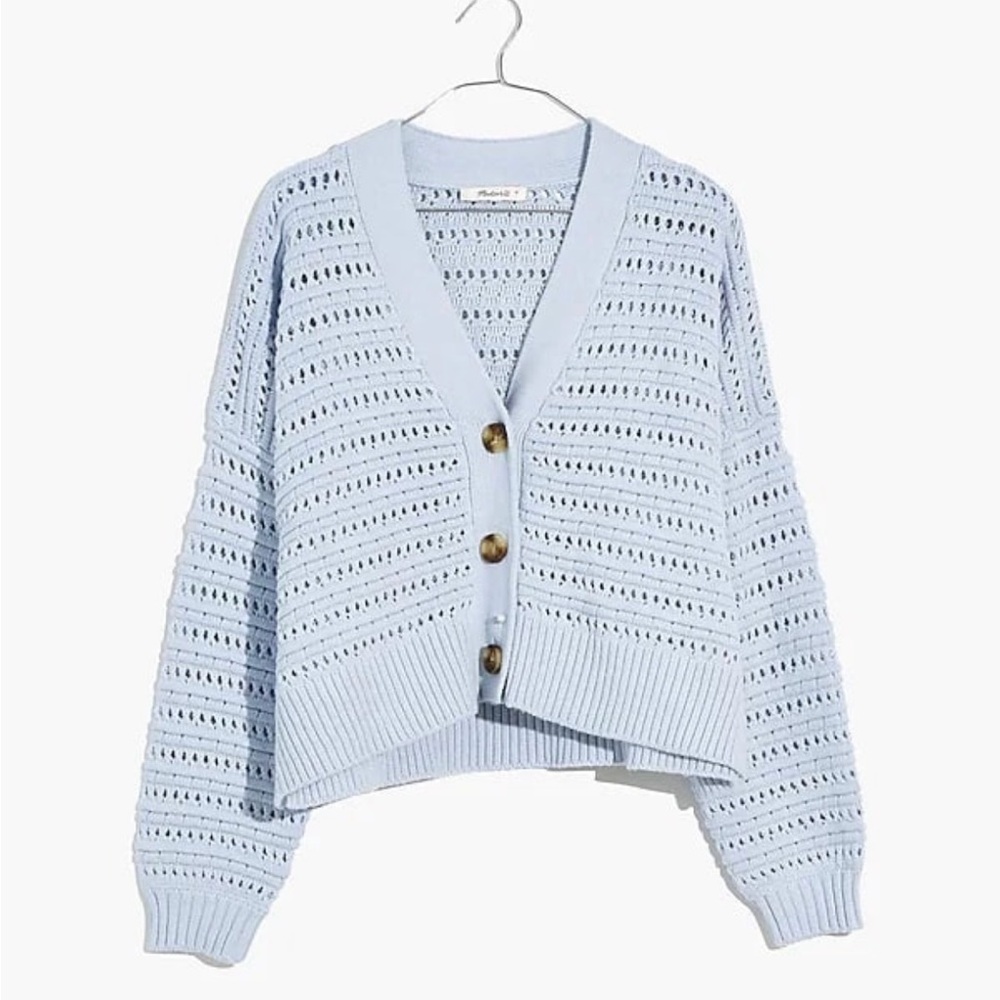 Madewell Tanfield Open-Stitch Cardigan Sweater Pale Dawn Size Small
